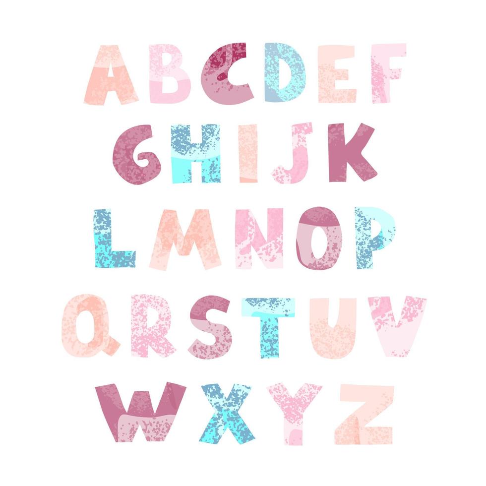 Vector cute graphic colorful alphabet for kids. Can be used as elemets for your design for greeting cards, nursery, poster, card, birthday party, packaging paper design, baby t-shirts prints