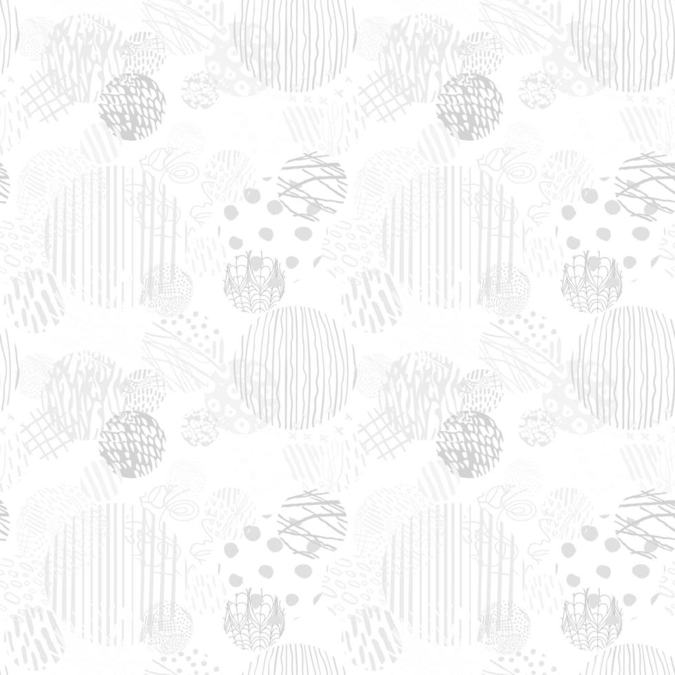 Vector modern gray seamless background with hand drawn abstract round elements, doodles. Use it for wallpaper, textile print, pattern fill, web, texture, wrapping paper, design presentation