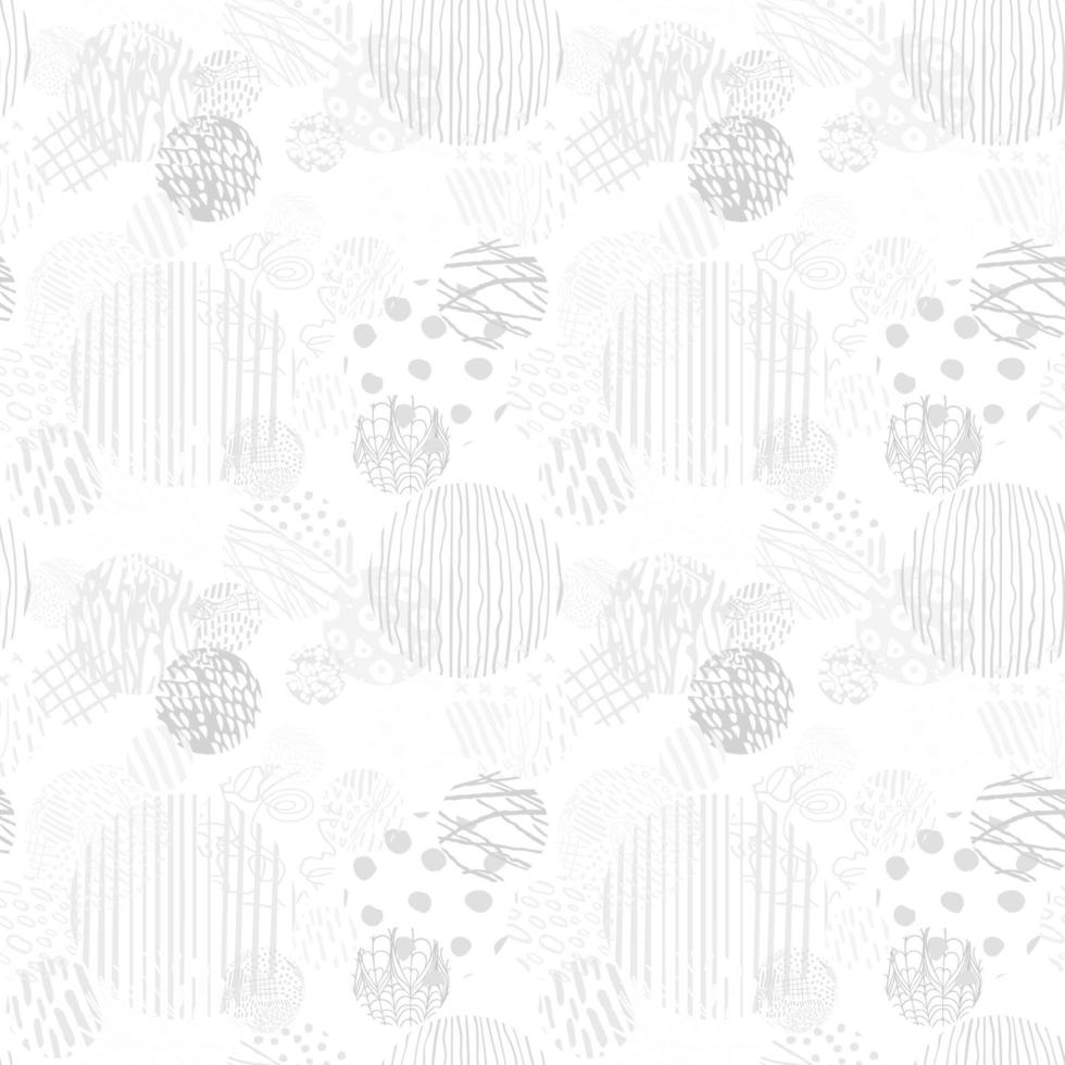 Vector fondo transparente gris moderno con elementos redondos abstractos dibujados a mano, garabatos. Úselo para papel tapiz, impresión textil, relleno de patrón, tela, textura, papel de regalo, presentación de diseño