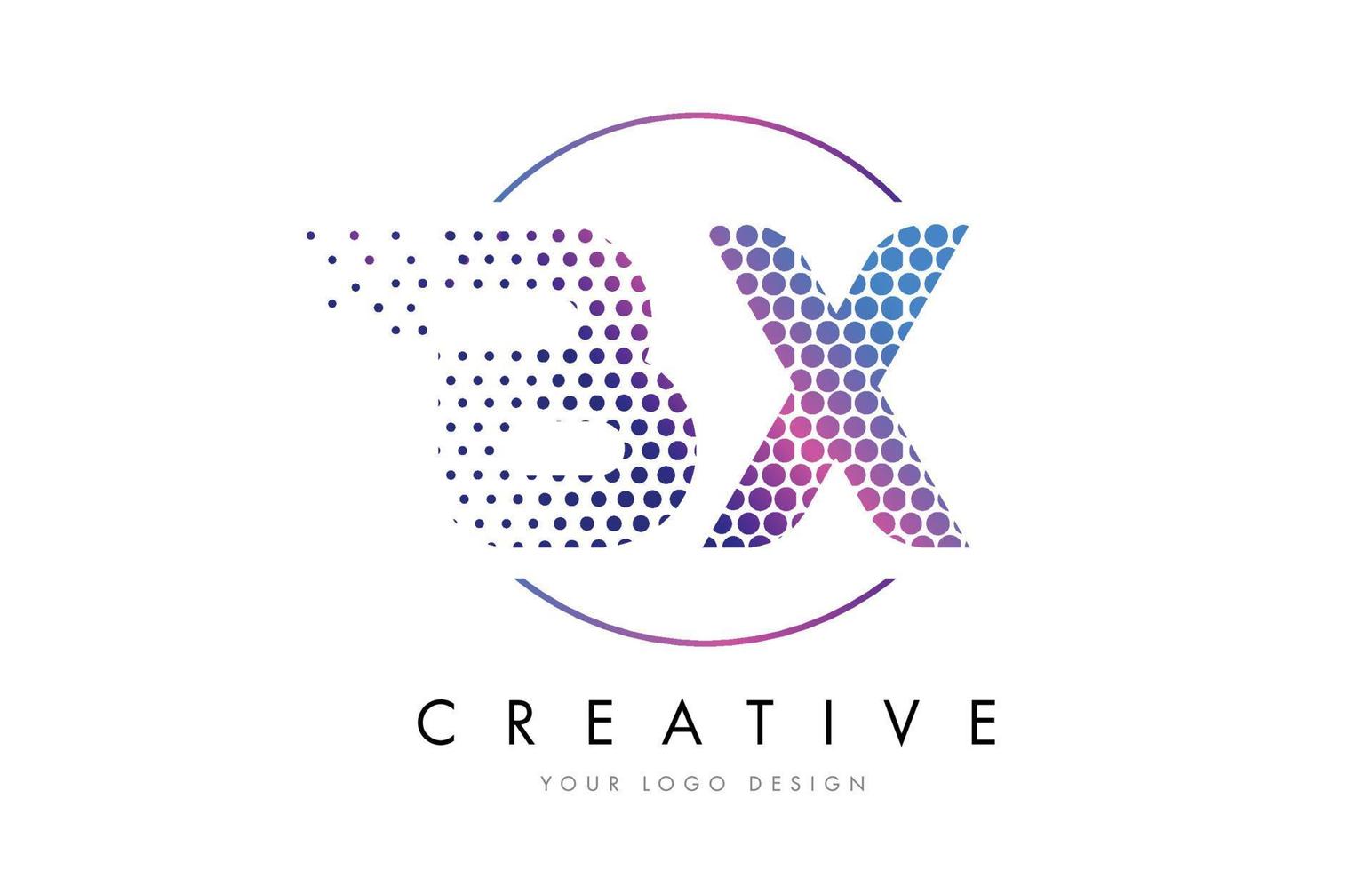 vector de diseño de logotipo de letra de burbuja punteada magenta rosa bx bx