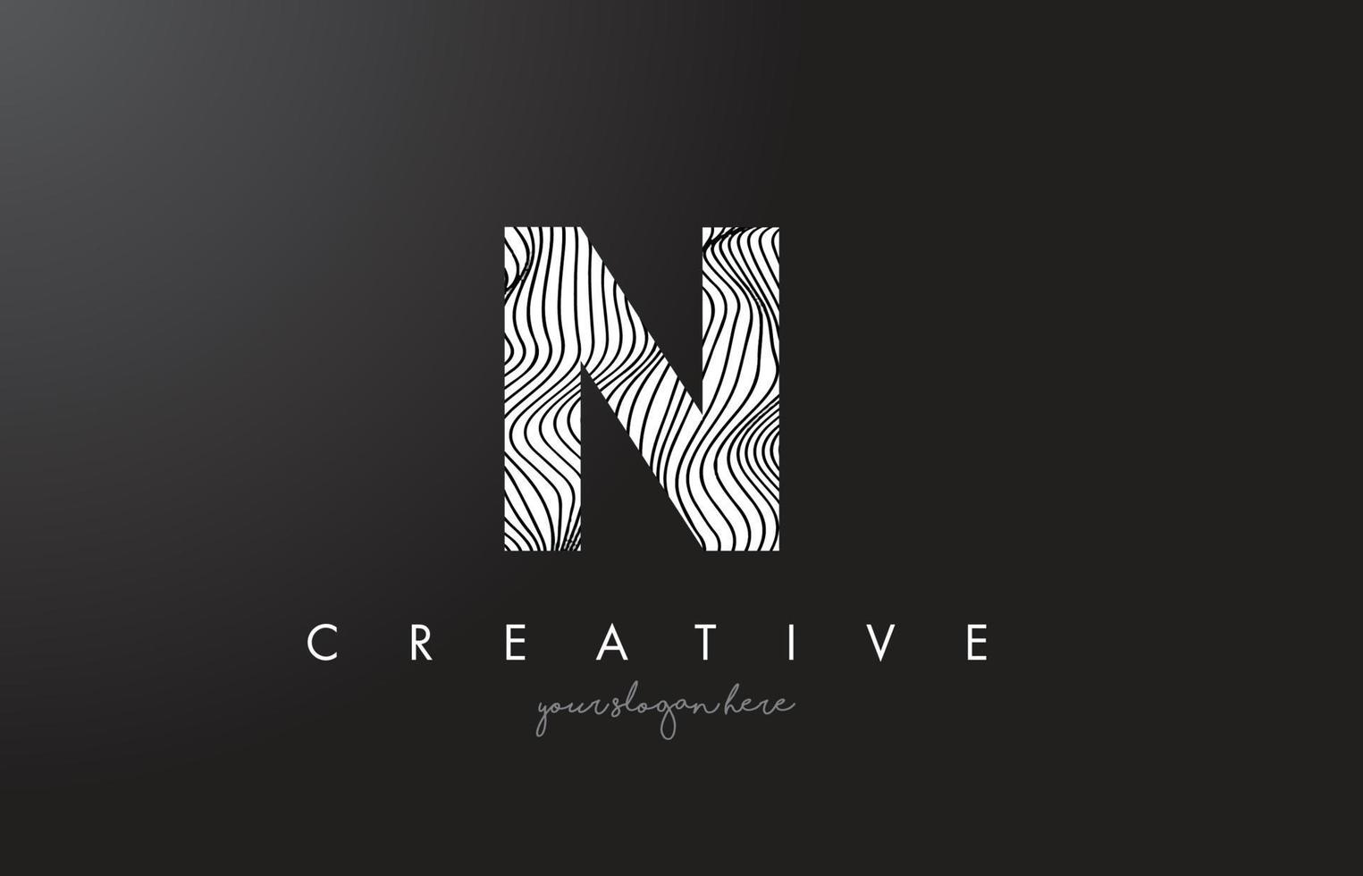 N Letter Logo with Zebra Lines Texture Design Vector. vector