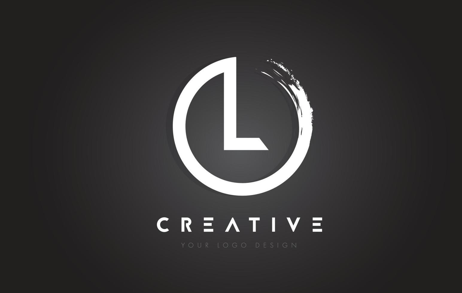 L Circular Letter Logo with Circle Brush Design and Black Background. vector