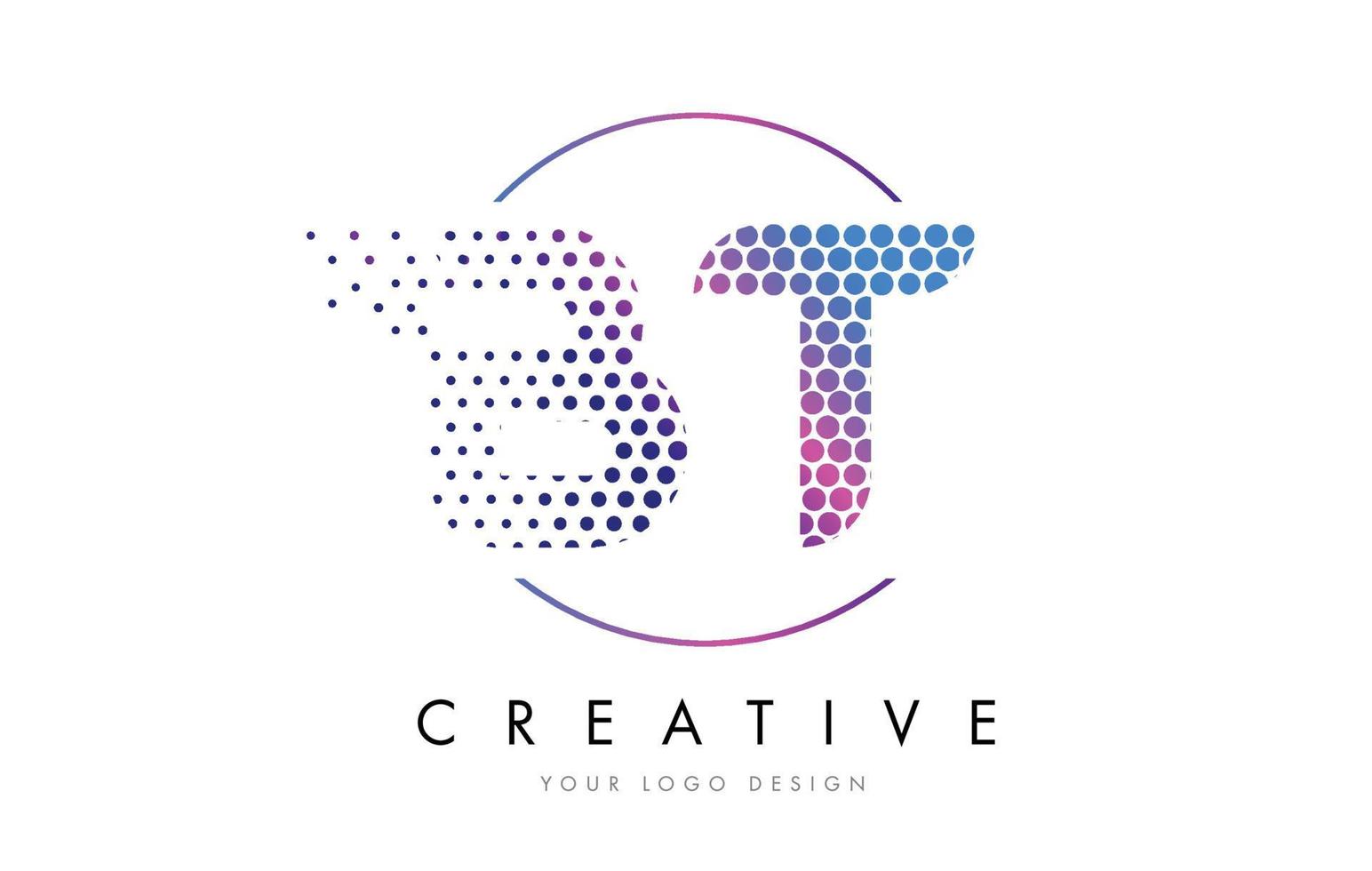 BT B T Pink Magenta Dotted Bubble Letter Logo Design Vector