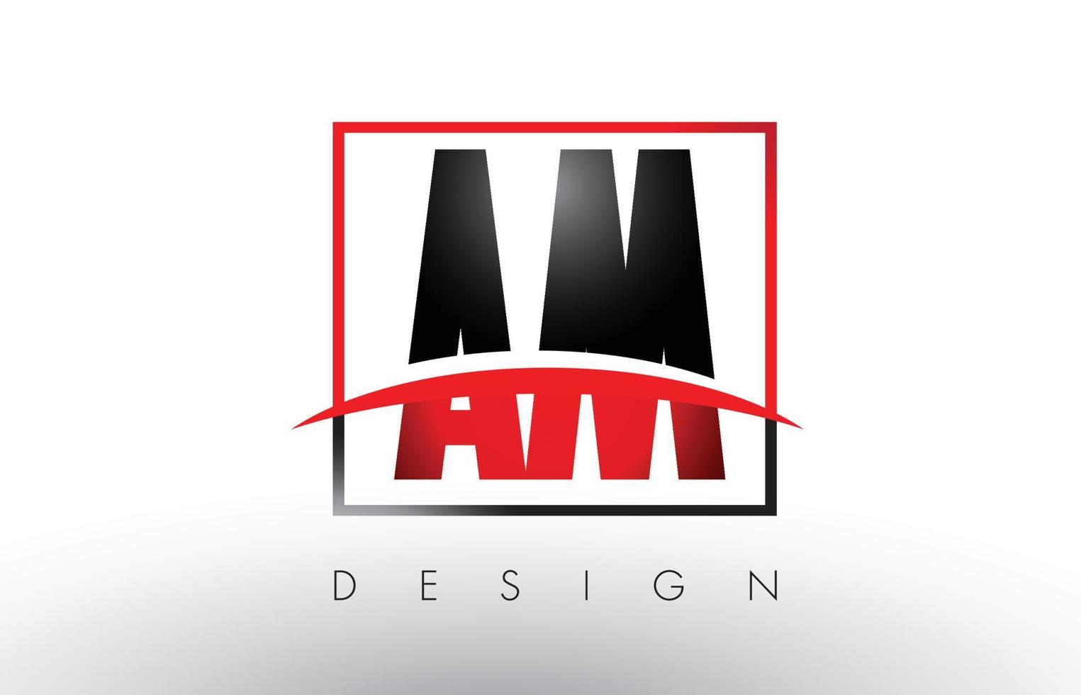 AM A M Logo Letters with Red and Black Colors and Swoosh. vector
