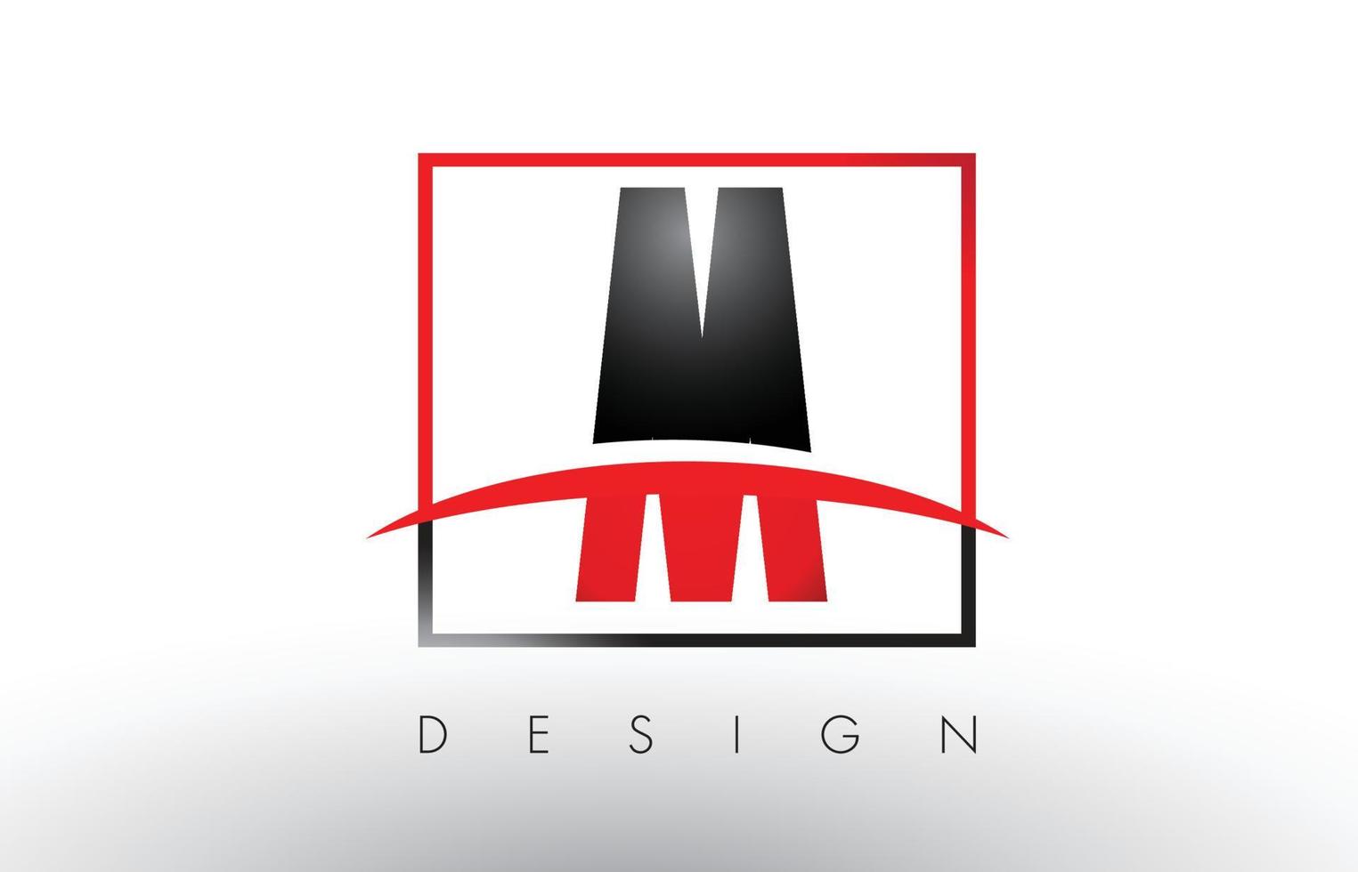 M Logo Letters with Red and Black Colors and Swoosh. vector