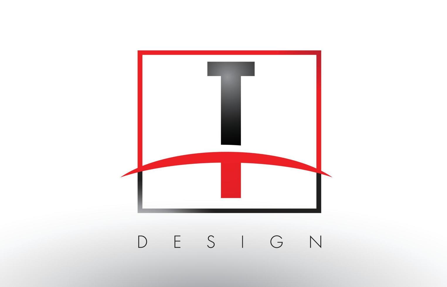 t logo letras con colores rojo y negro y swoosh. vector