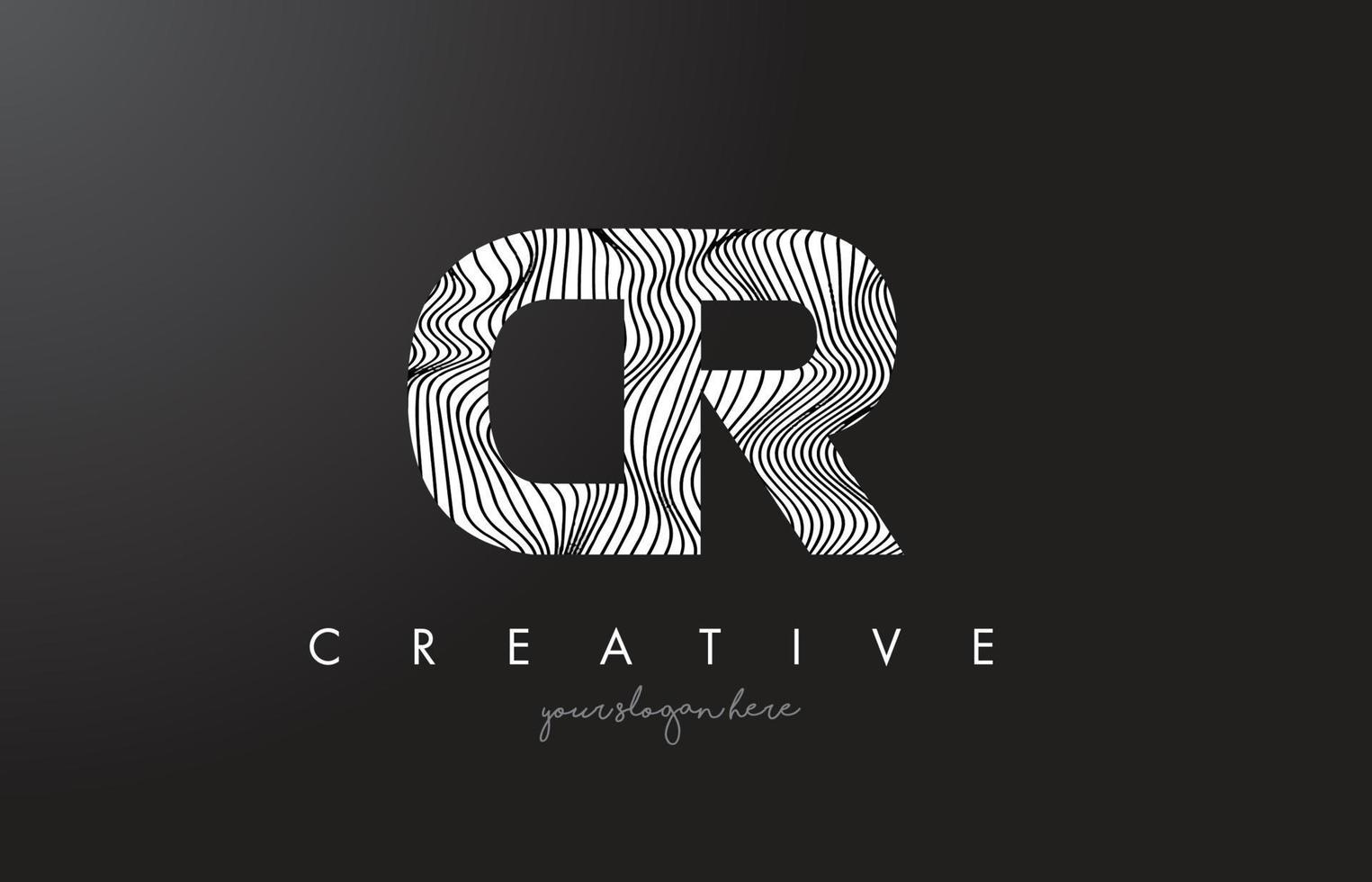 CR C R Letter Logo with Zebra Lines Texture Design Vector. vector