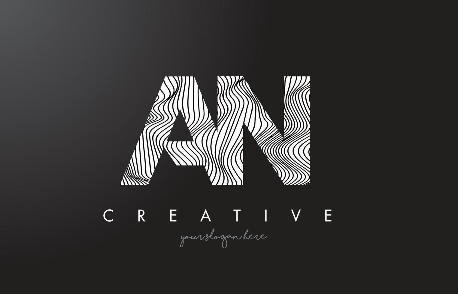 AN A N Letter Logo with Zebra Lines Texture Design Vector. vector