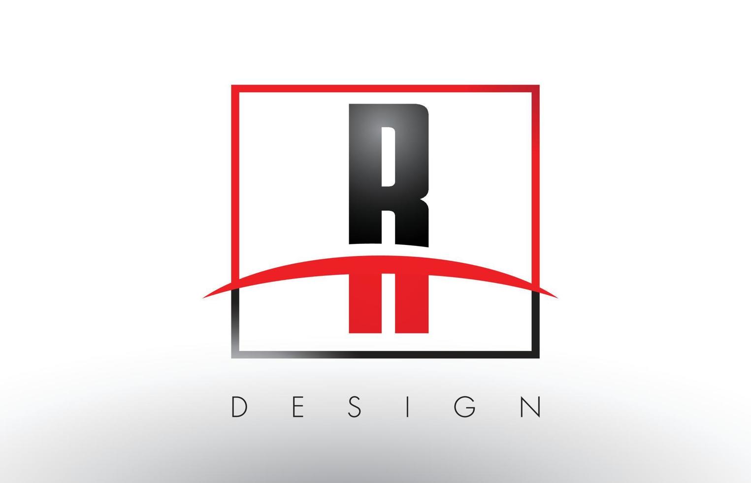 r letras del logotipo con colores rojo y negro y swoosh. vector