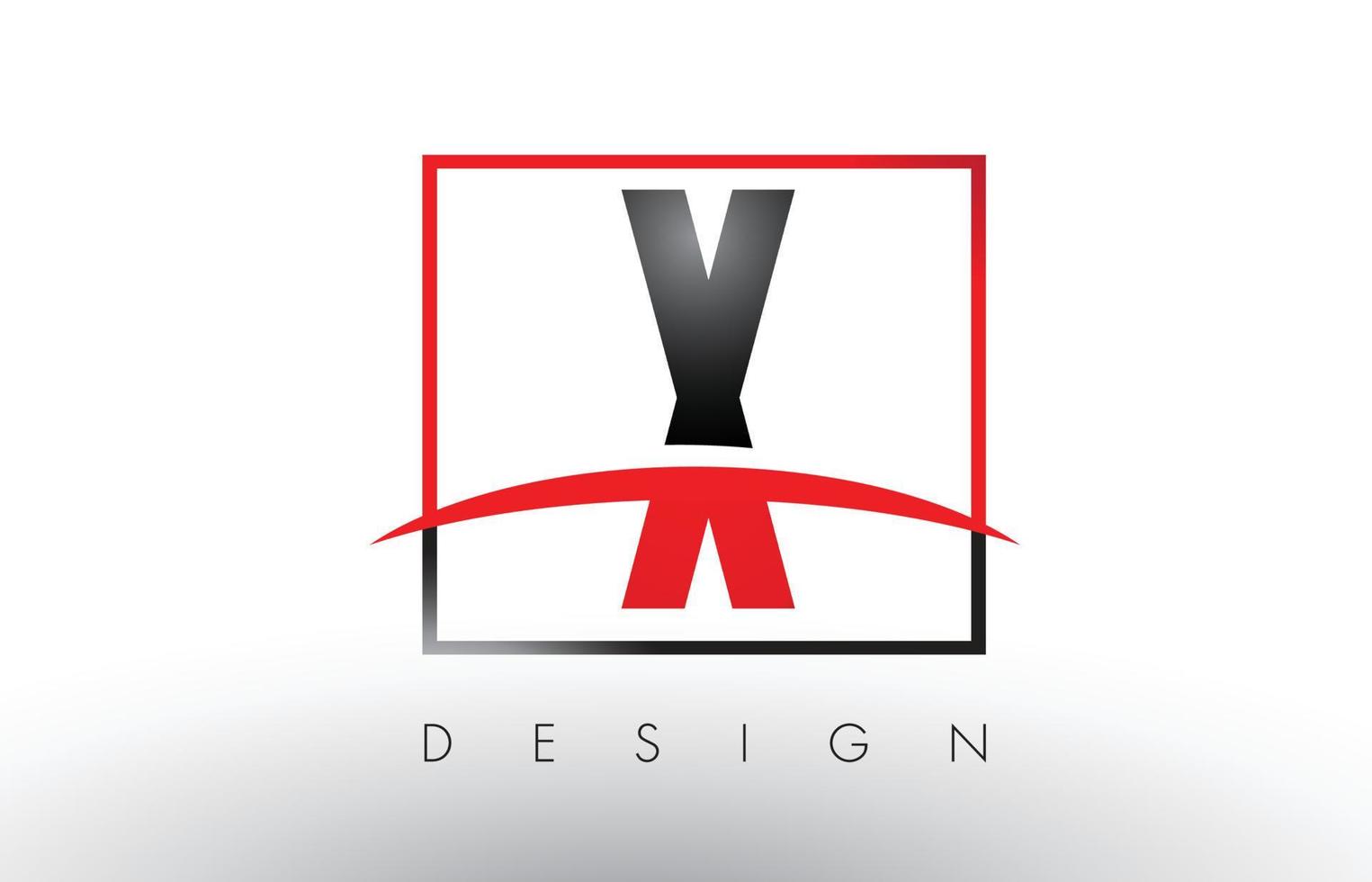 x logo letras con colores rojo y negro y swoosh. vector