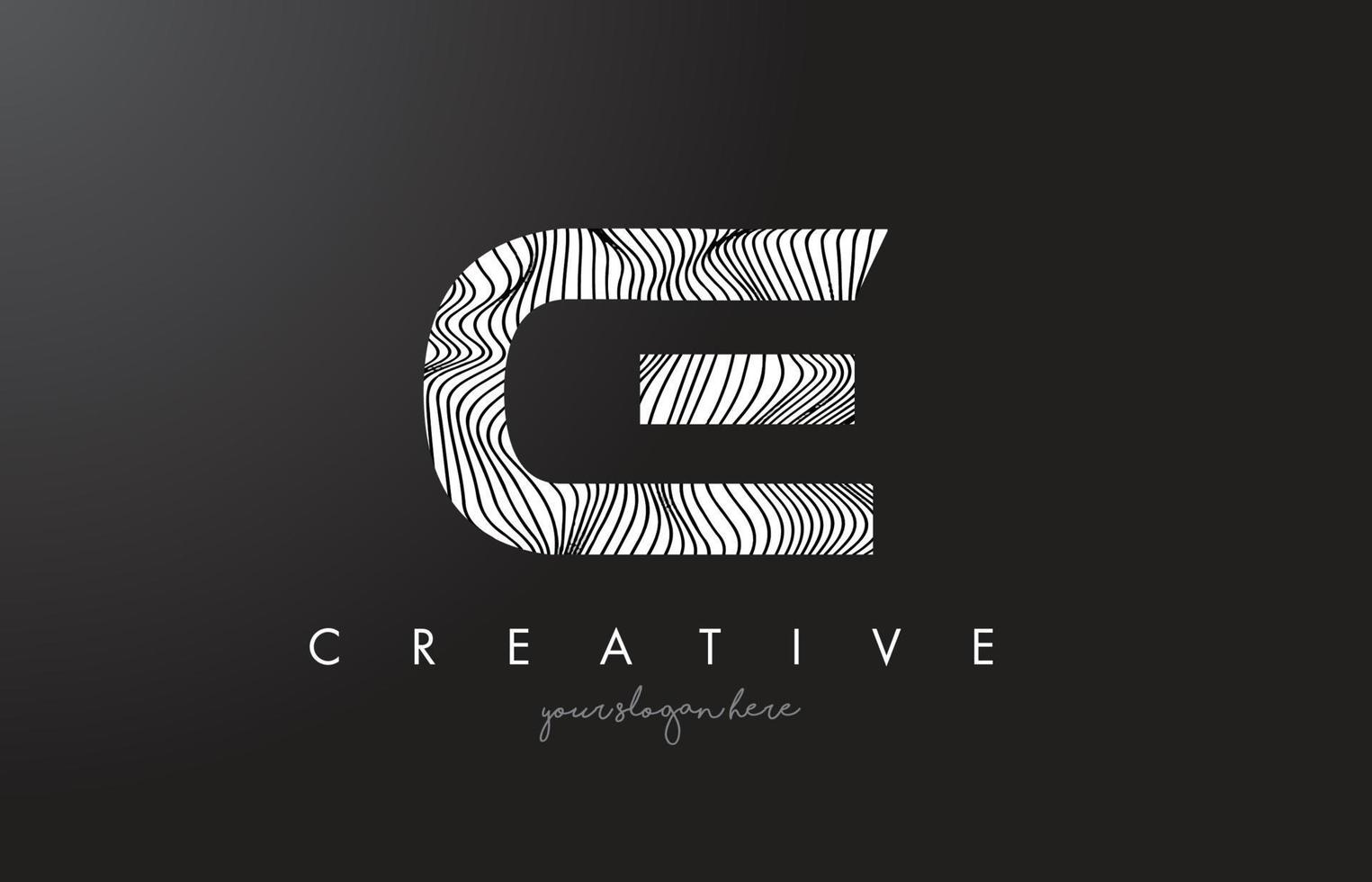 CE C E Letter Logo with Zebra Lines Texture Design Vector. vector