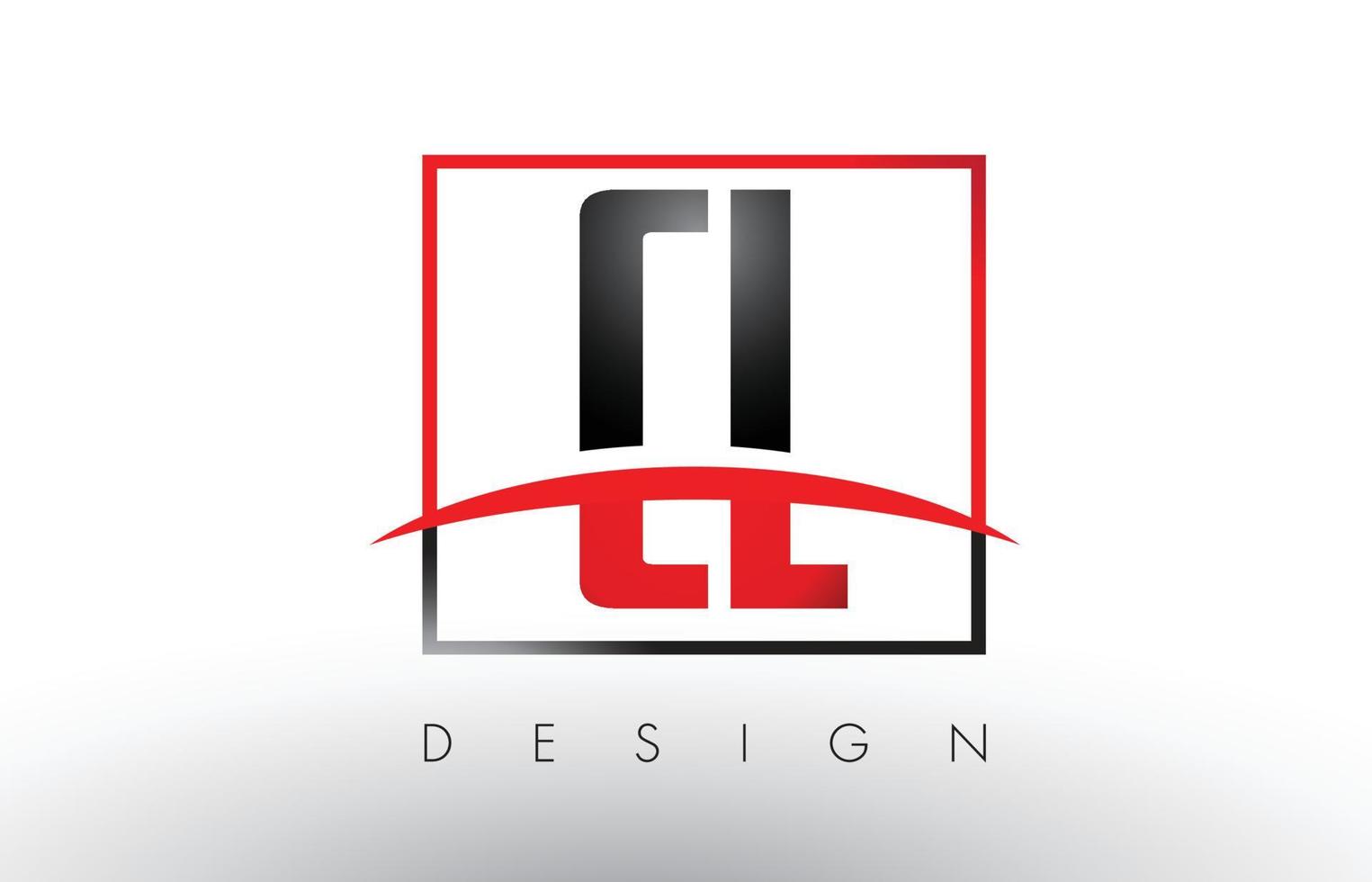 letras del logotipo de cl cl con colores rojo y negro y swoosh. vector