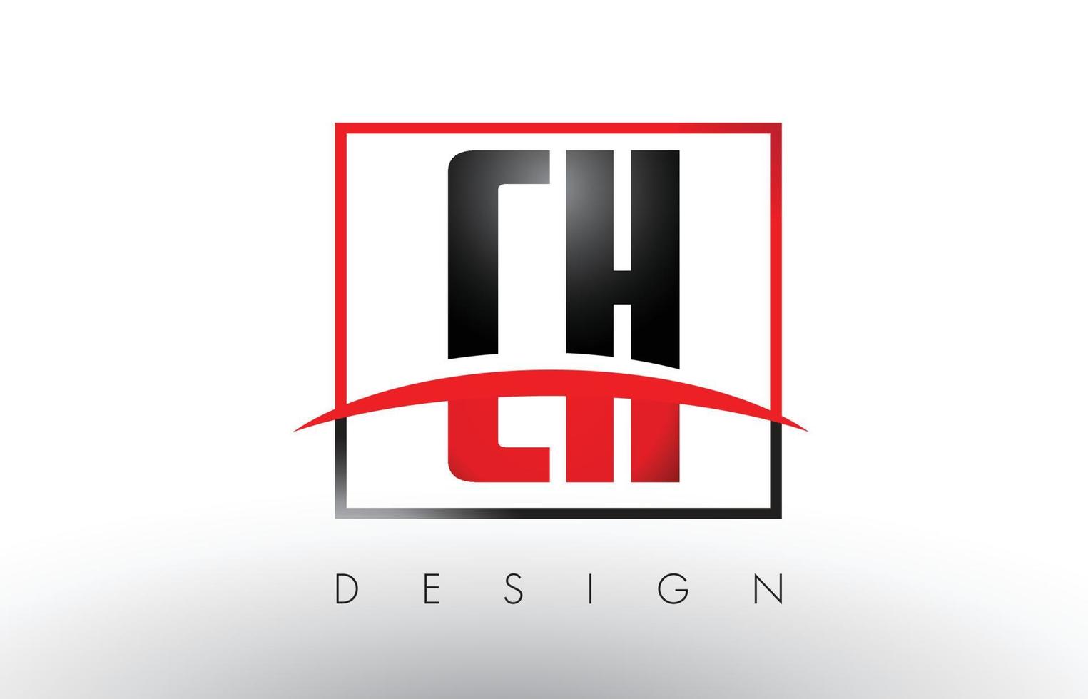 letras del logotipo de ch ch con colores rojo y negro y swoosh. vector