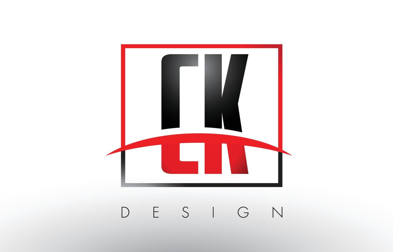 CK C K Logo Letters with Red and Black Colors and Swoosh. vector