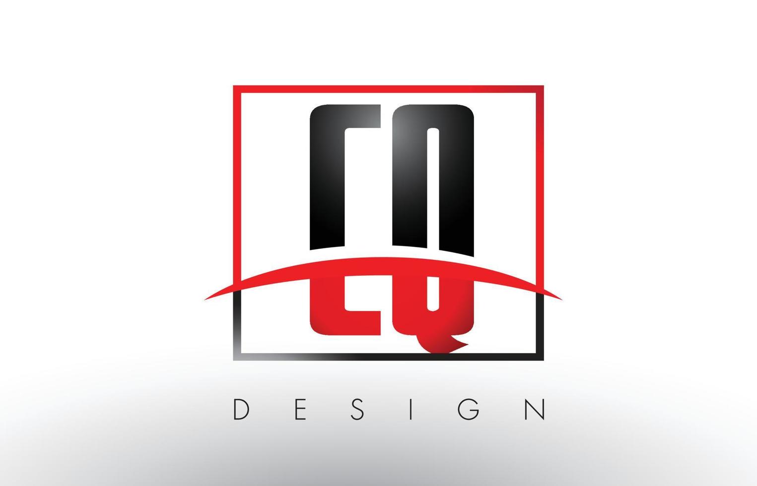 letras del logotipo de cq cq con colores rojo y negro y swoosh. vector