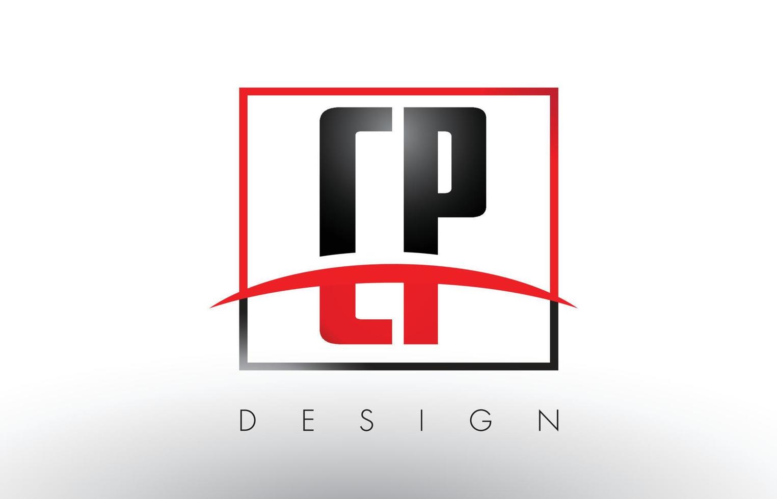 CP C P Logo Letters with Red and Black Colors and Swoosh. vector