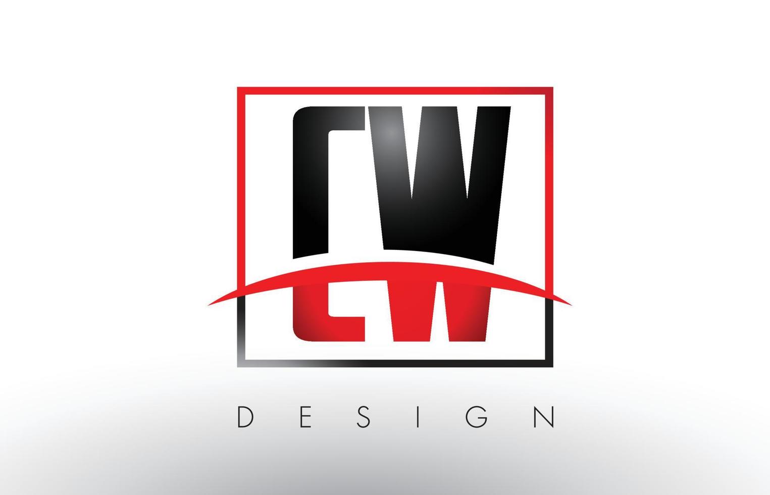 letras del logotipo de cw cw con colores rojo y negro y swoosh. vector