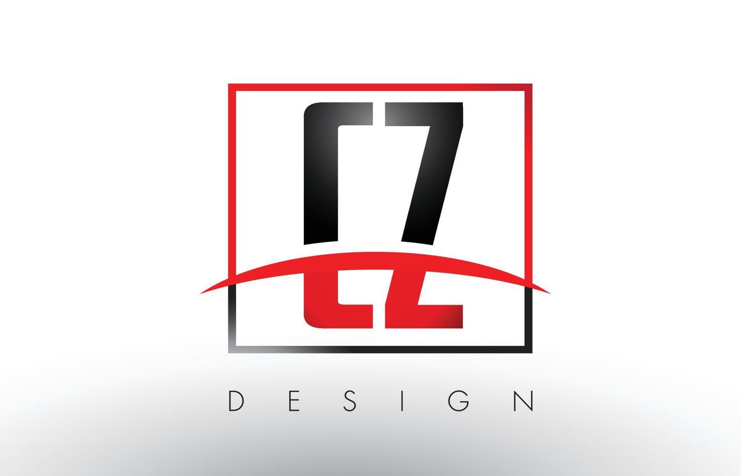 CZ C Z Logo Letters with Red and Black Colors and Swoosh. vector