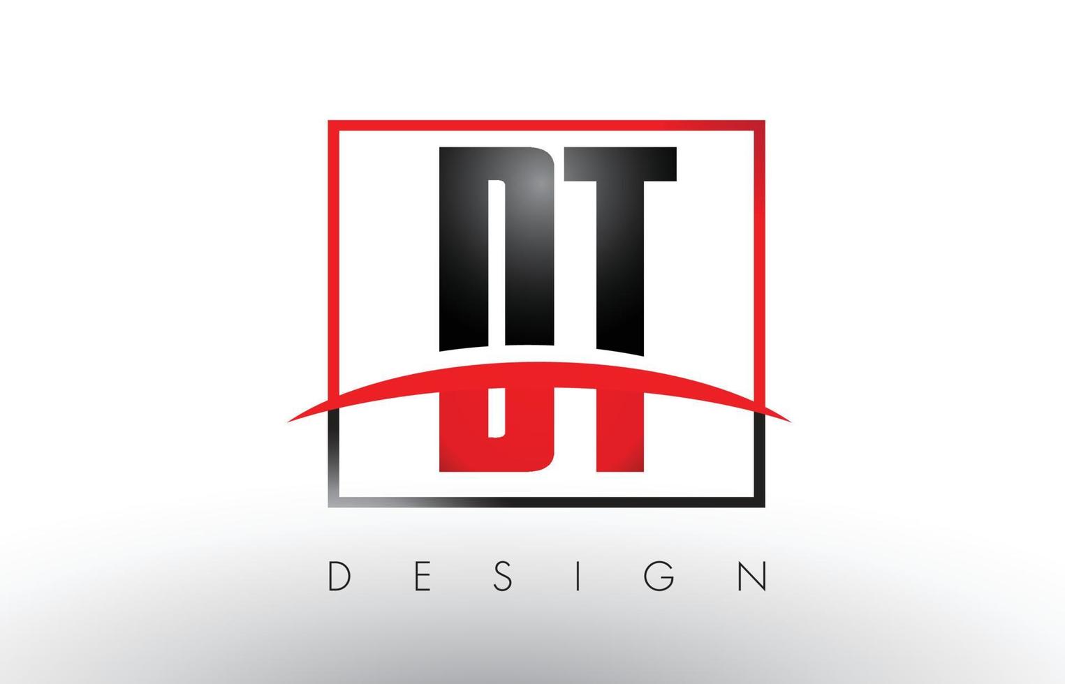 DT D T Logo Letters with Red and Black Colors and Swoosh. vector