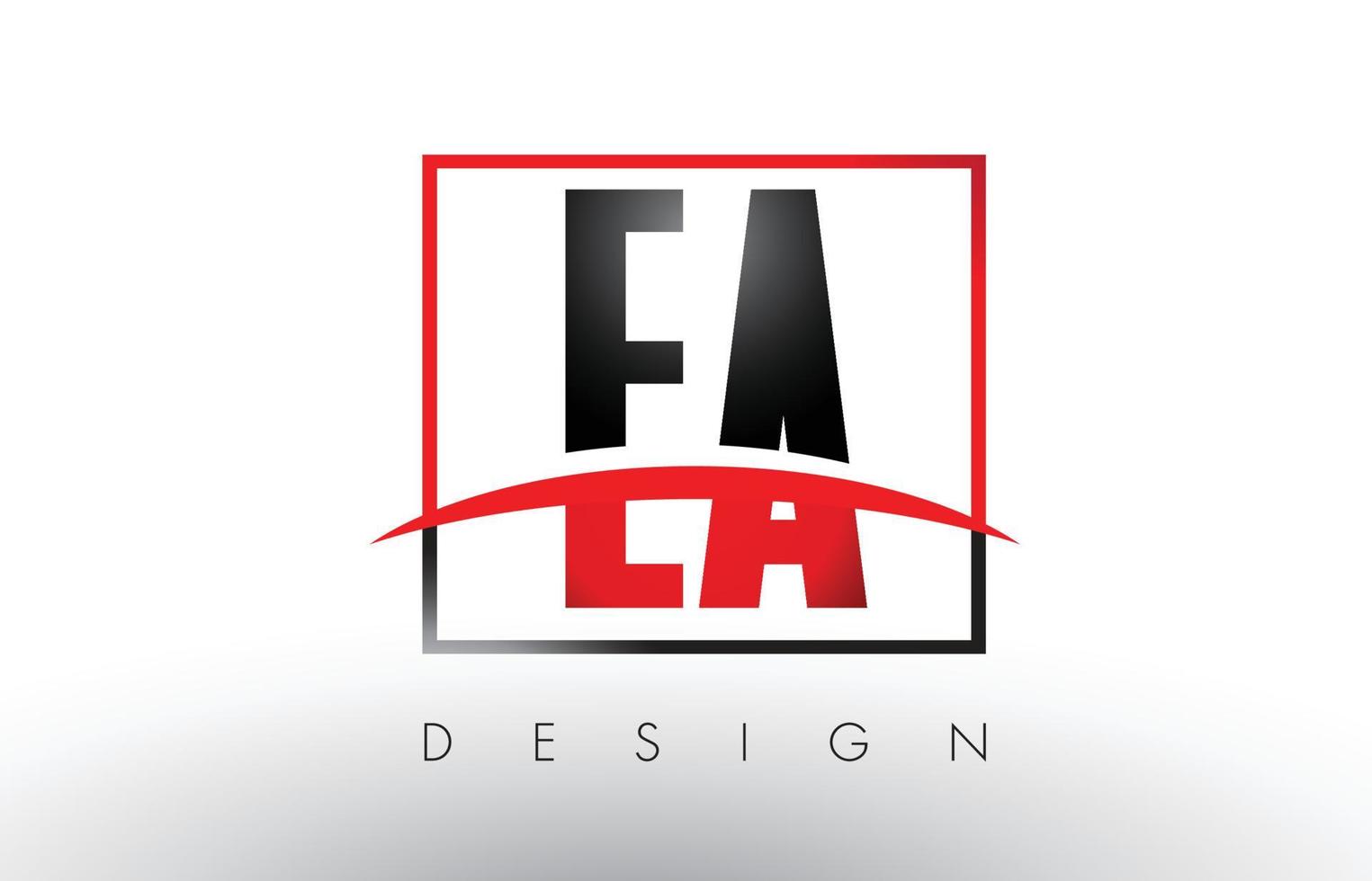 EA E A Logo Letters with Red and Black Colors and Swoosh. vector