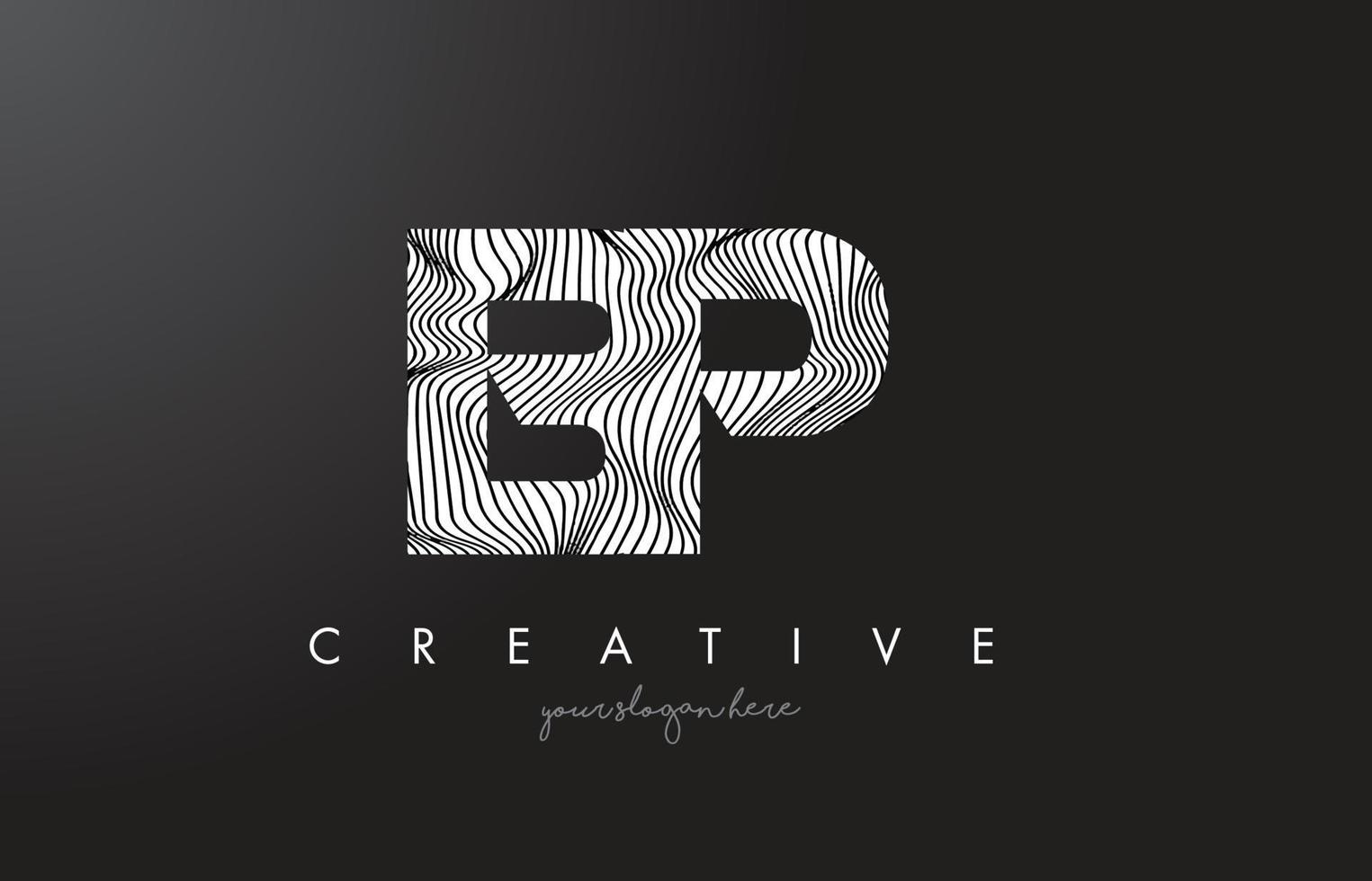 BP B P Letter Logo with Zebra Lines Texture Design Vector. vector