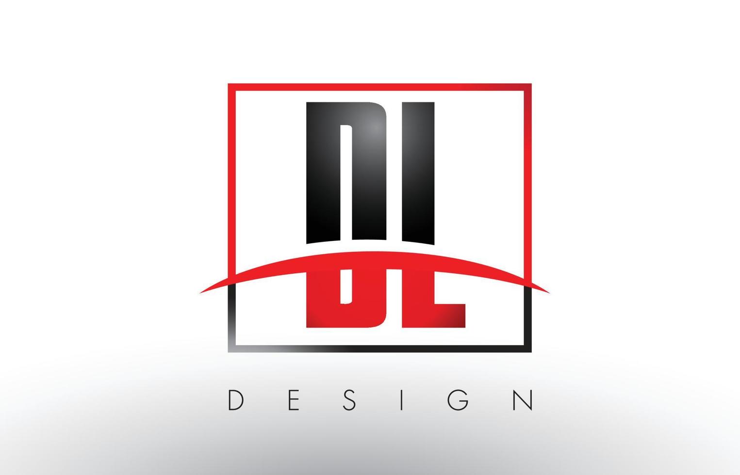 DL D L Logo Letters with Red and Black Colors and Swoosh. vector