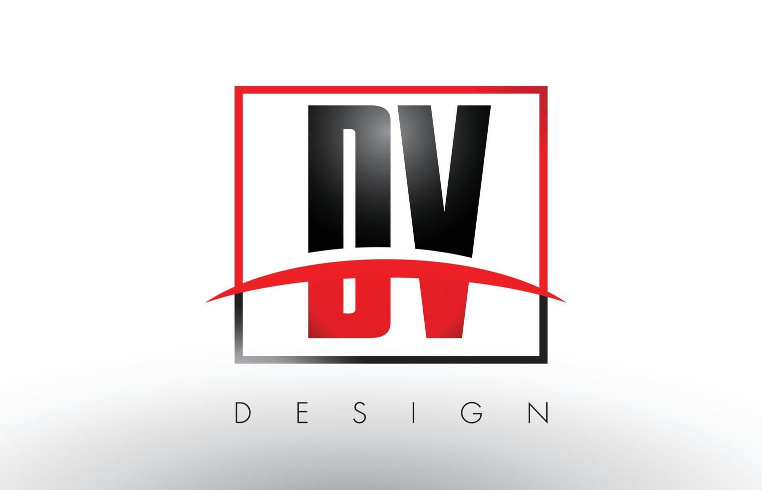 DV D V Logo Letters with Red and Black Colors and Swoosh. vector