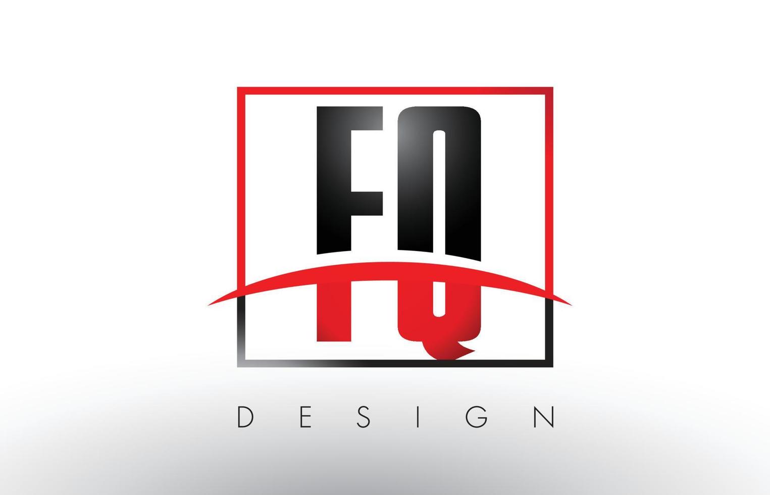 letras del logotipo de fq fq con colores rojo y negro y swoosh. vector