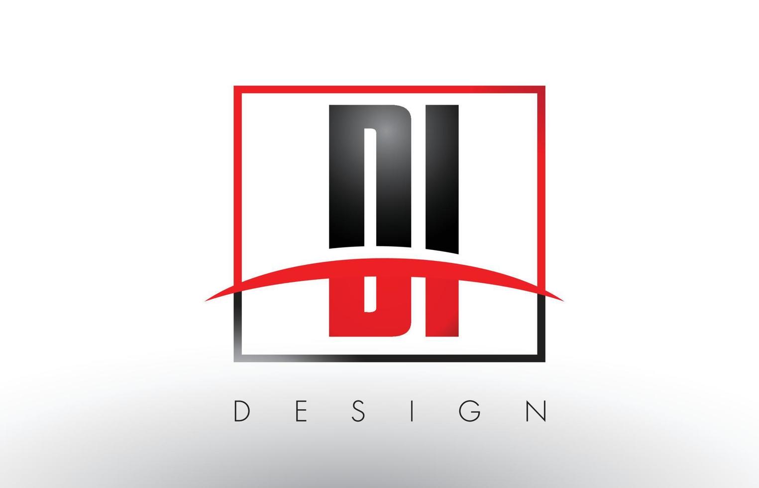 di di logo letras con colores rojo y negro y swoosh. vector