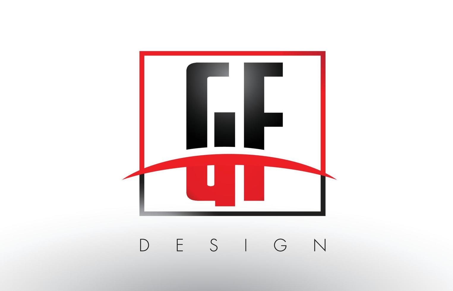 GF G F Logo Letters with Red and Black Colors and Swoosh. vector