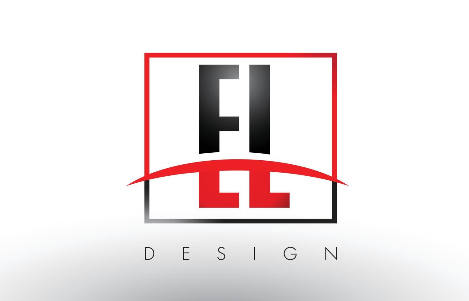 EL E L Logo Letters with Red and Black Colors and Swoosh. vector