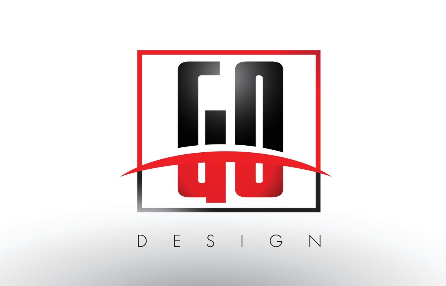 GO G O Logo Letters with Red and Black Colors and Swoosh. vector