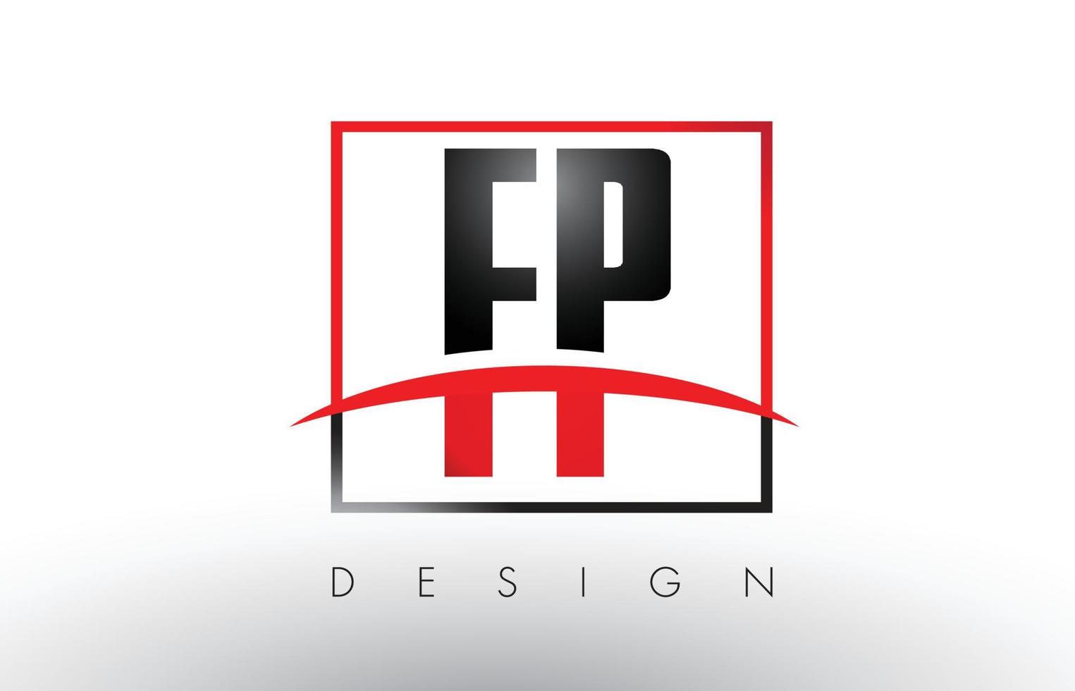 fp fp logo letras con colores rojo y negro y swoosh. vector