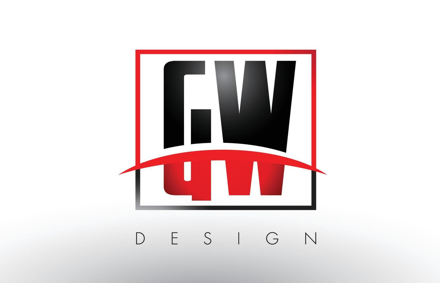 GW G W Logo Letters with Red and Black Colors and Swoosh. vector