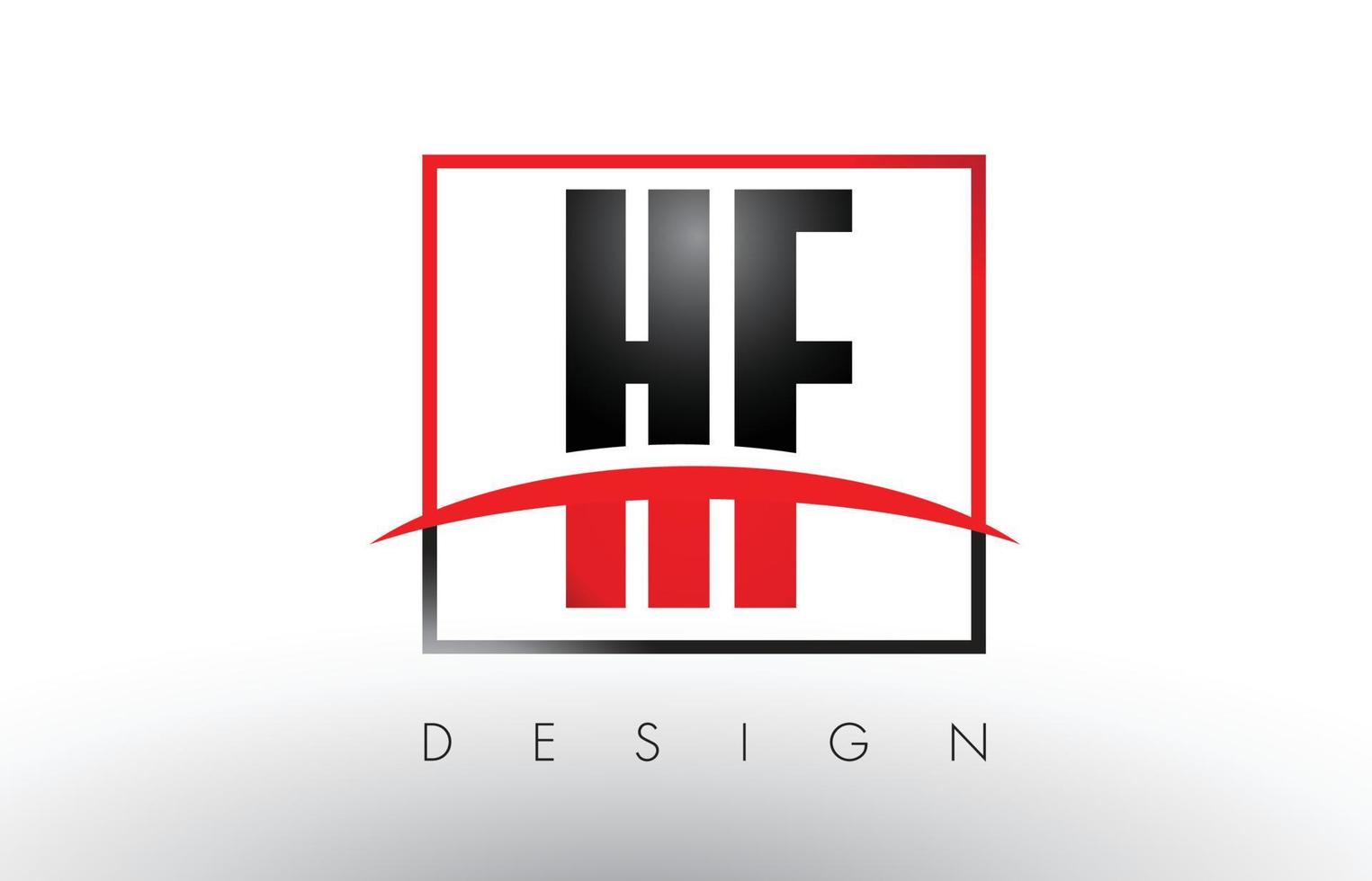 HF H F Logo Letters with Red and Black Colors and Swoosh. vector