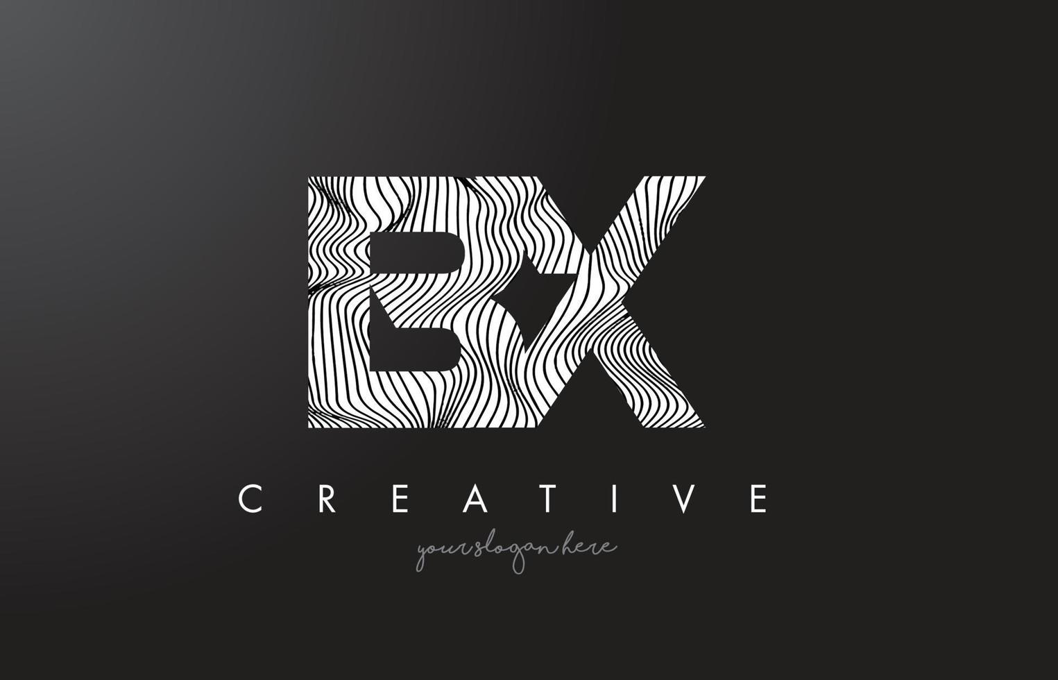 BX B X Letter Logo with Zebra Lines Texture Design Vector. vector