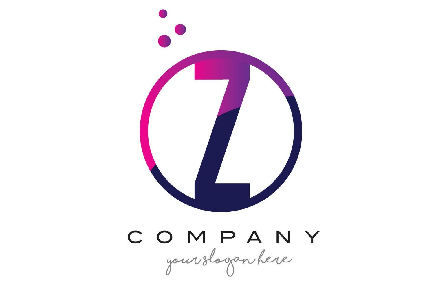 Z Circle Letter Logo Design with Purple Dots Bubbles vector