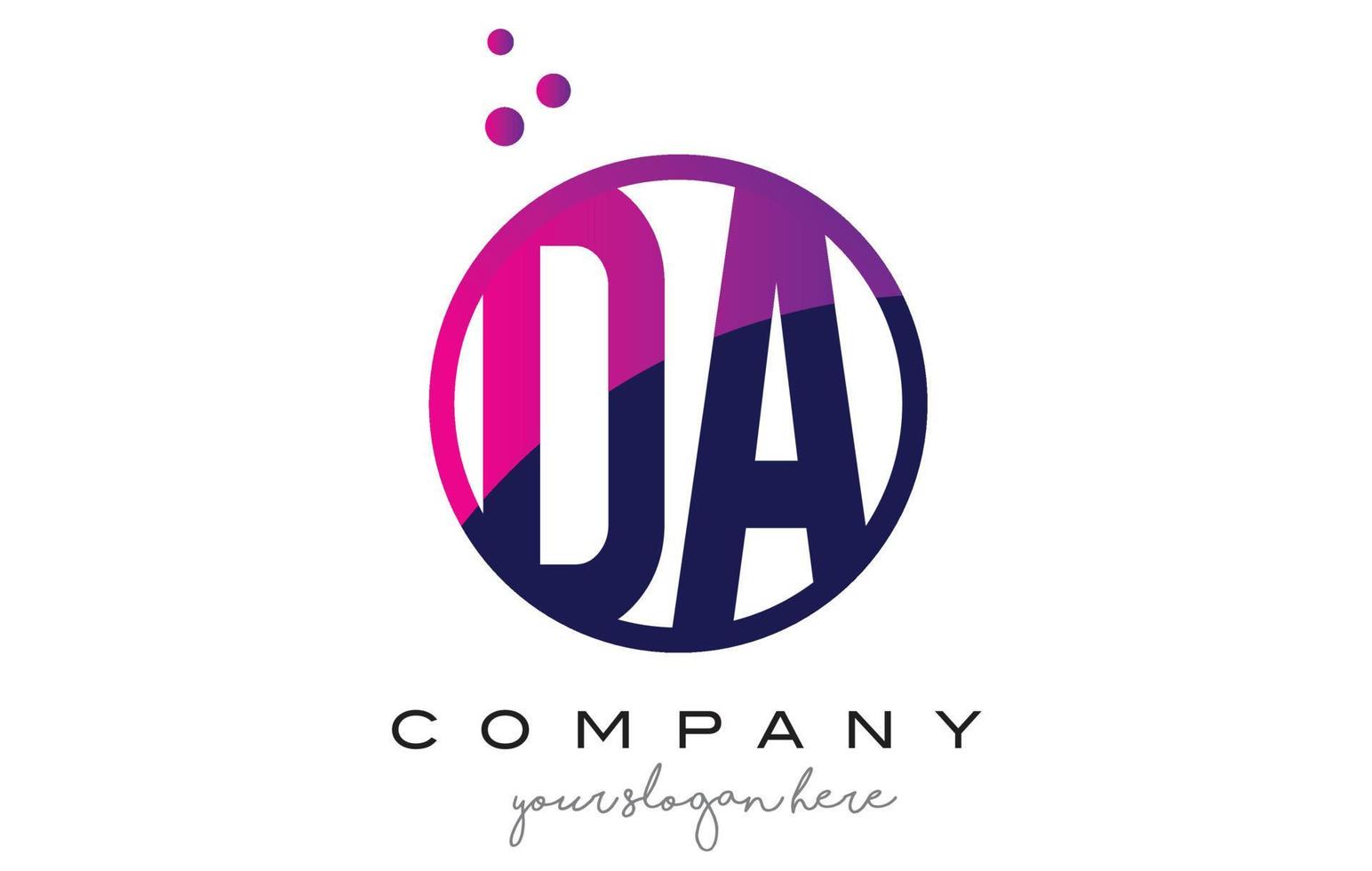 DA D A Circle Letter Logo Design with Purple Dots Bubbles vector