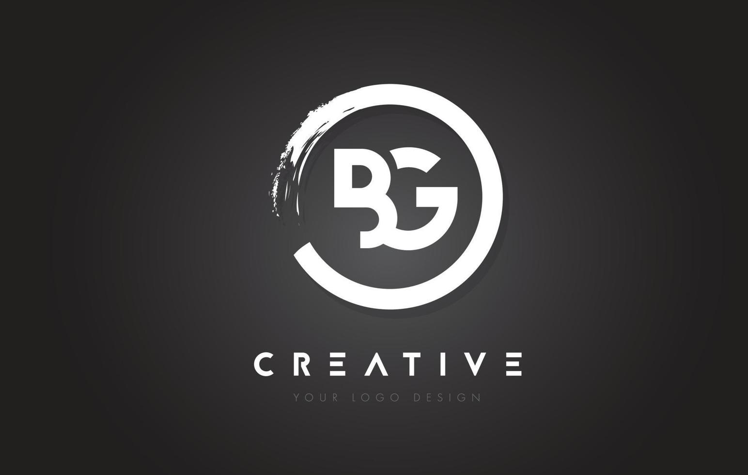 BG Circular Letter Logo with Circle Brush Design and Black Background. vector
