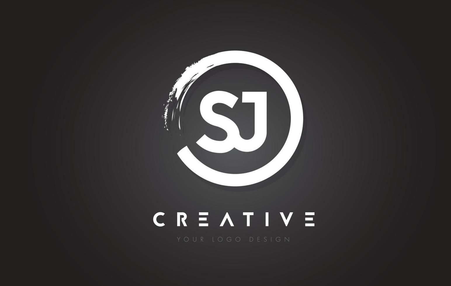 SJ Circular Letter Logo with Circle Brush Design and Black Background. vector