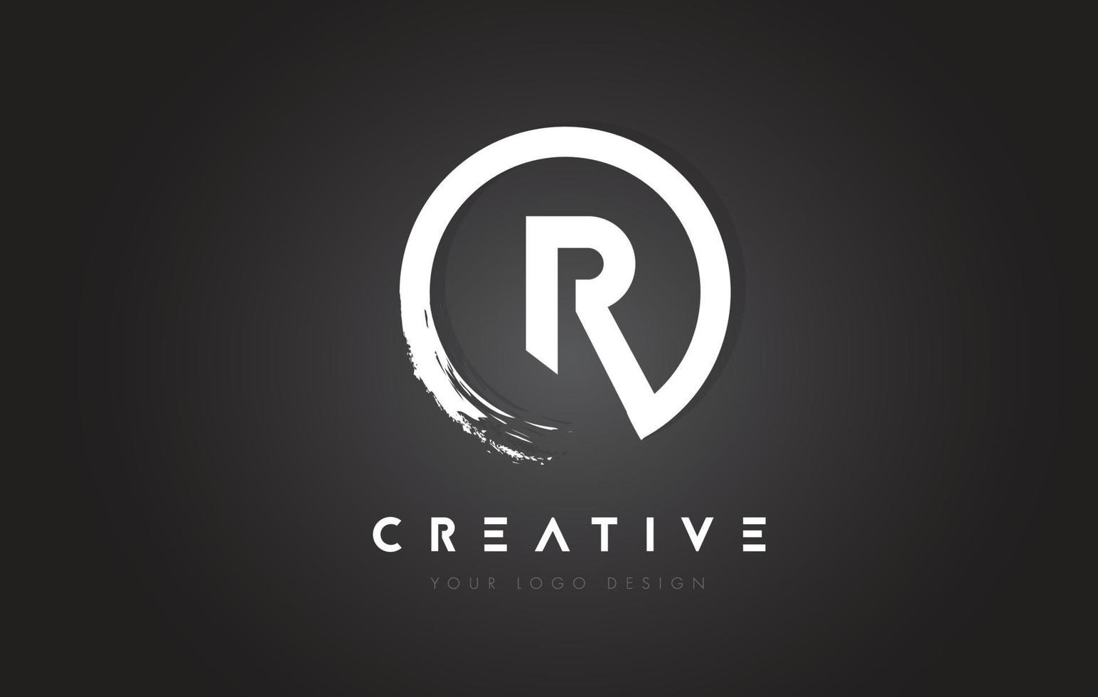 R Circular Letter Logo with Circle Brush Design and Black Background. vector