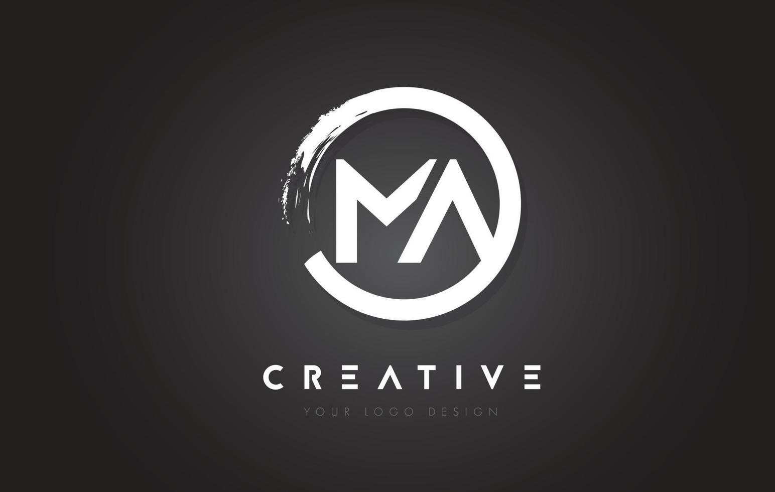 MA Circular Letter Logo with Circle Brush Design and Black Background. vector