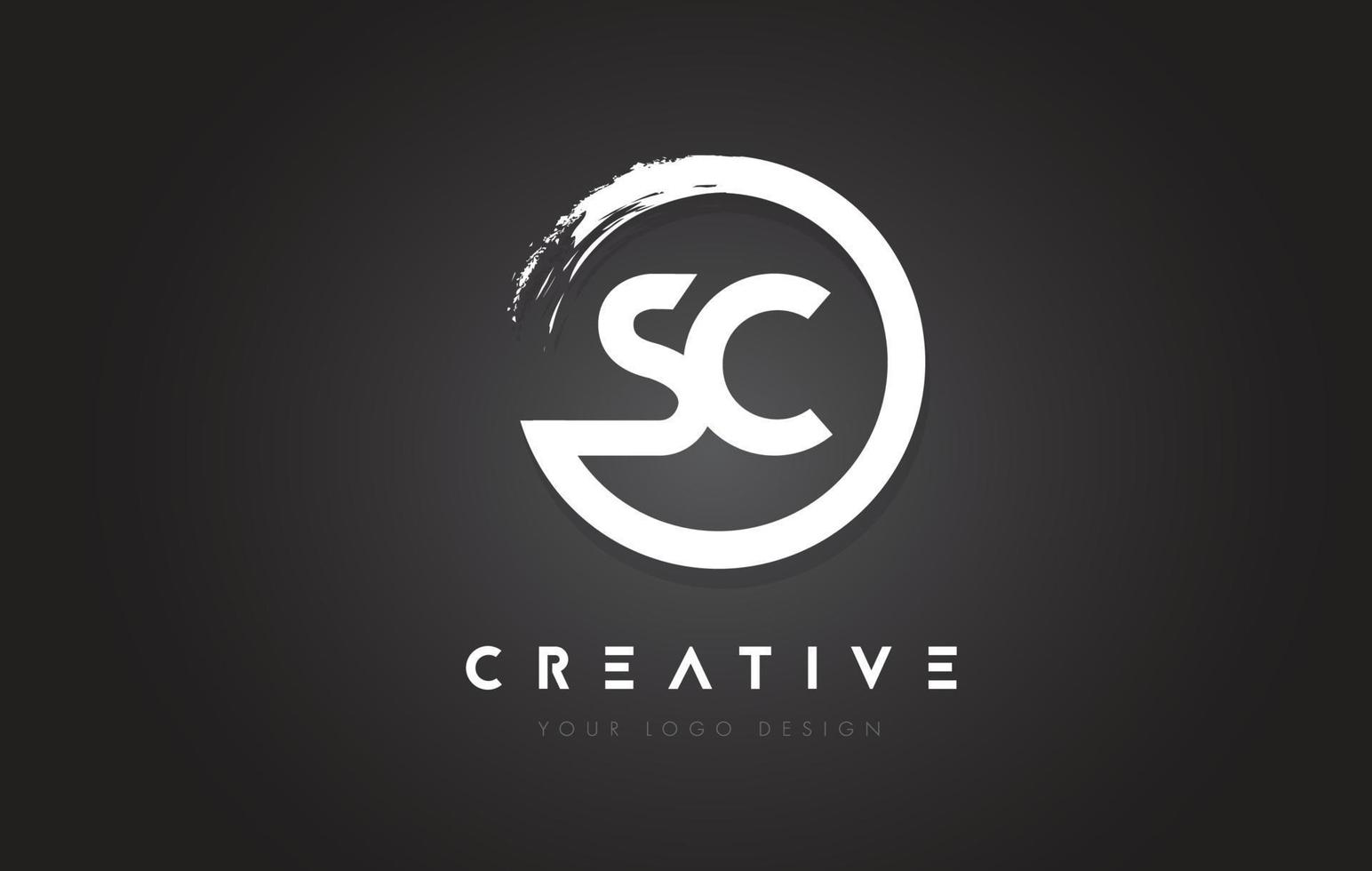 SC Circular Letter Logo with Circle Brush Design and Black Background. vector