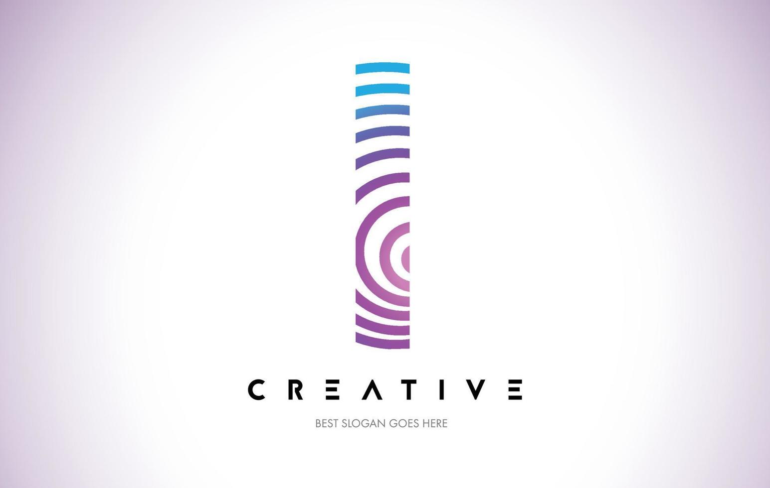 I Lines Warp Logo Design. Letter Icon Made with Purple Circular Lines. vector