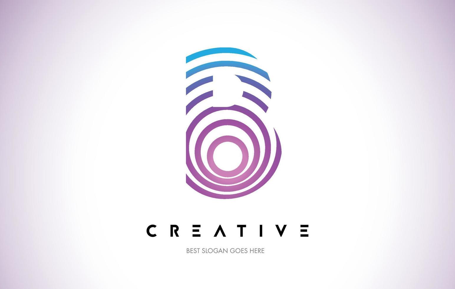 B Lines Warp Logo Design. Letter Icon Made with Purple Circular Lines. vector