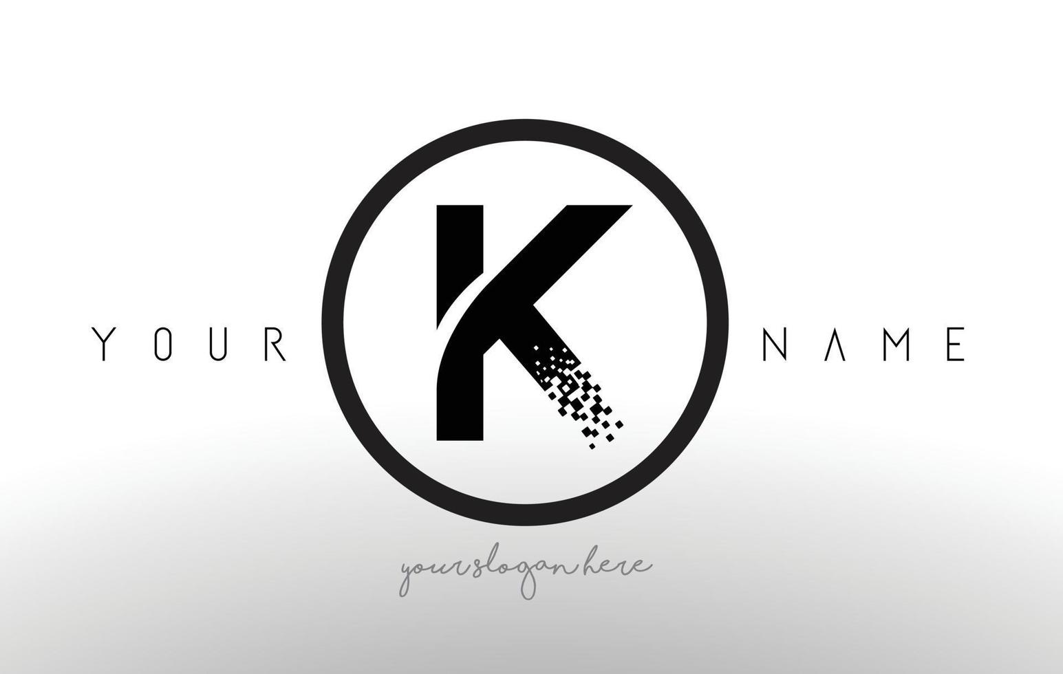 K Logo Letter with Digital Pixel Tech Design Vector. vector