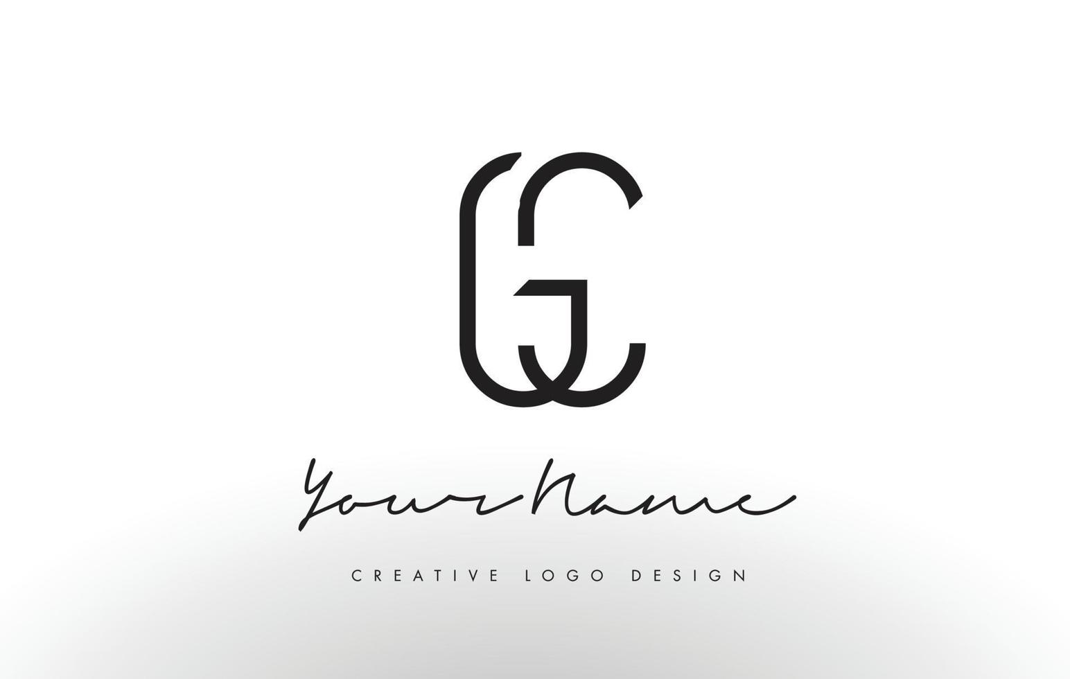 Diseño de logotipo de letras gc delgado. concepto creativo simple letra negra. vector