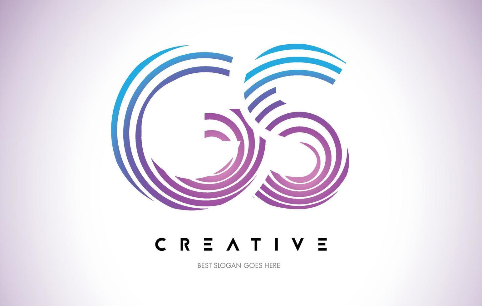 GS Lines Warp Logo Design. Letter Icon Made with Purple Circular Lines. vector