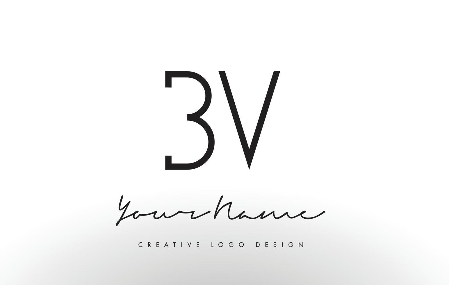 Diseño de logotipo de letras bv delgado. concepto creativo simple letra negra. vector
