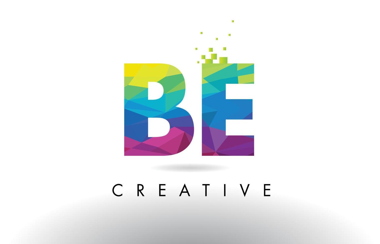 BE B E Colorful Letter Origami Triangles Design Vector. vector